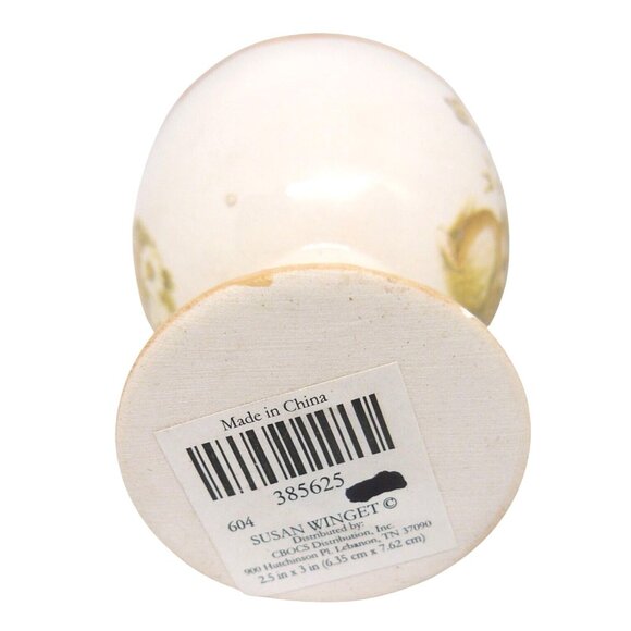 Susan Winget 10 Ceramic Bunny & Butterfly Egg Cup Holder 2.5"x3" White & Tan Vtg - Picture 3 of 4